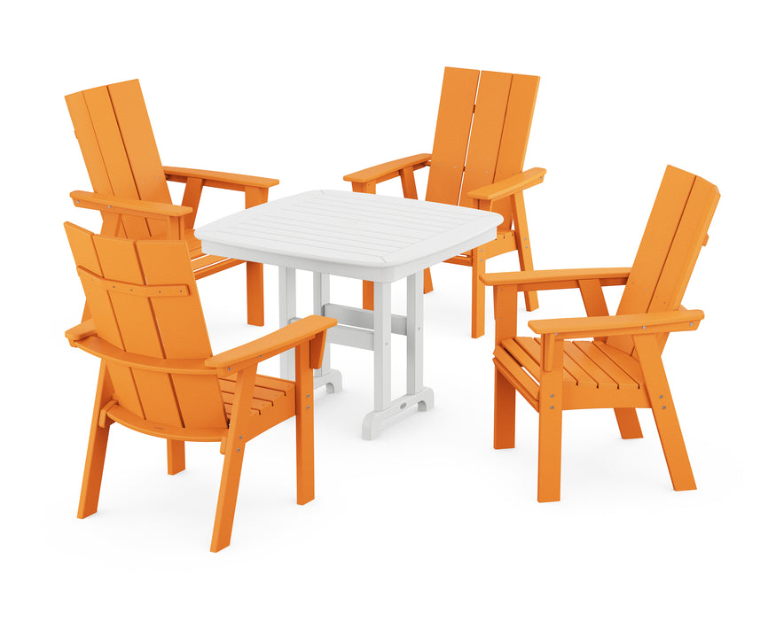 POLYWOOD Modern Curveback Adirondack 5-Piece Dining Set in Tangerine image