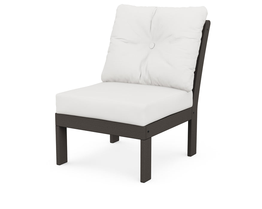 POLYWOOD Vineyard Modular Armless Chair in Vintage Coffee / Natural Linen