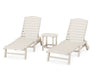 POLYWOOD Nautical 3-Piece Chaise Lounge with Wheels Set with South Beach 18" Side Table in Sand image
