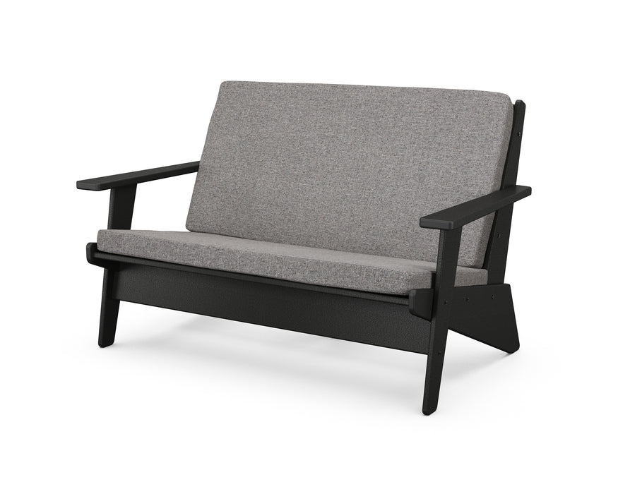 POLYWOOD Riviera Modern Lounge Loveseat in Black / Grey Mist image