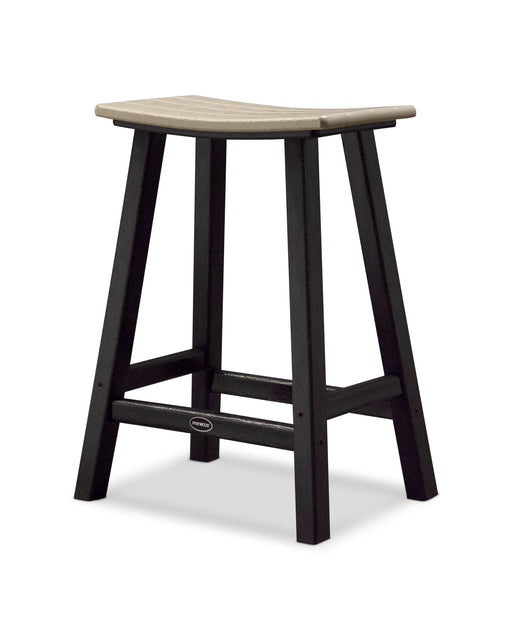 POLYWOOD Contempo 24" Saddle Counter Stool in Black / Sand image