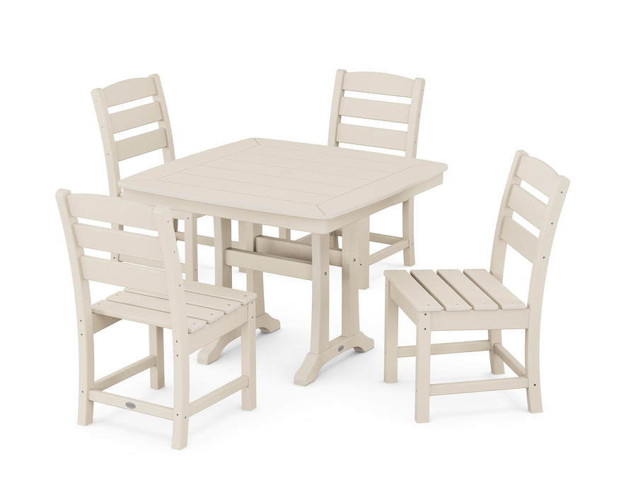 POLYWOOD Lakeside Side Chair 5-Piece Dining Set with Trestle Legs in Sand