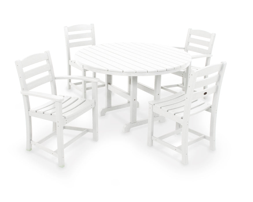 POLYWOOD La Casa Cafe 5-Piece Round Farmhouse Dining Set in White