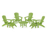 POLYWOOD Nautical Curveback Adirondack Chair 9-Piece Conversation Set in Lime image