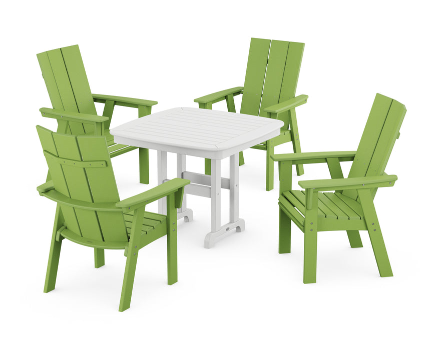 POLYWOOD Modern Curveback Adirondack 5-Piece Dining Set in Lime image