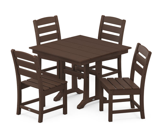 POLYWOOD Lakeside 5-Piece Farmhouse Trestle Side Chair Dining Set in Mahogany image