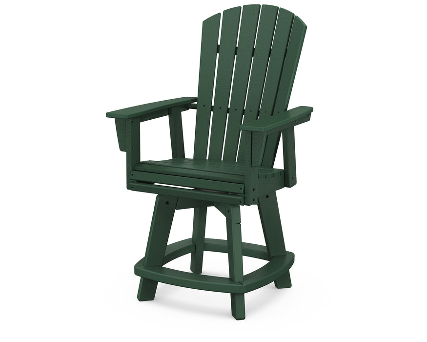 POLYWOOD Nautical Curveback Adirondack Swivel Counter Chair in Green image