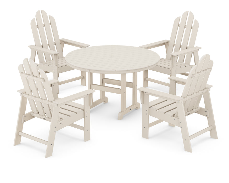 POLYWOOD Long Island 5-Piece Round Farmhouse Dining Set in Sand