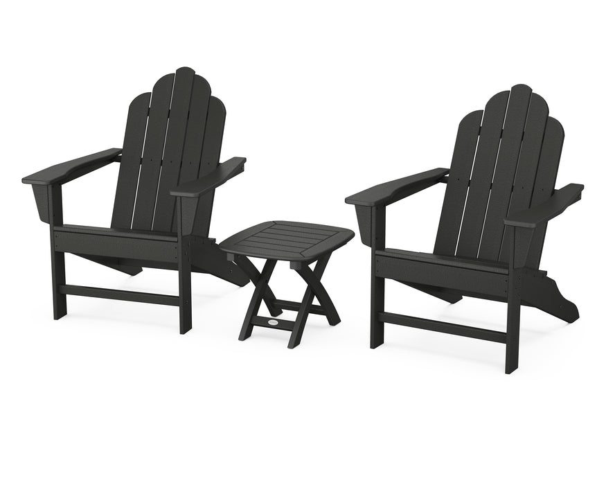 POLYWOOD Long Island Adirondack 3-Piece Set in Black