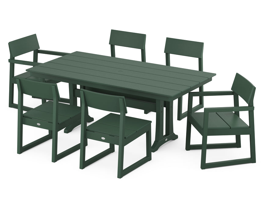 POLYWOOD EDGE 7-Piece Farmhouse Trestle Dining Set in Green image