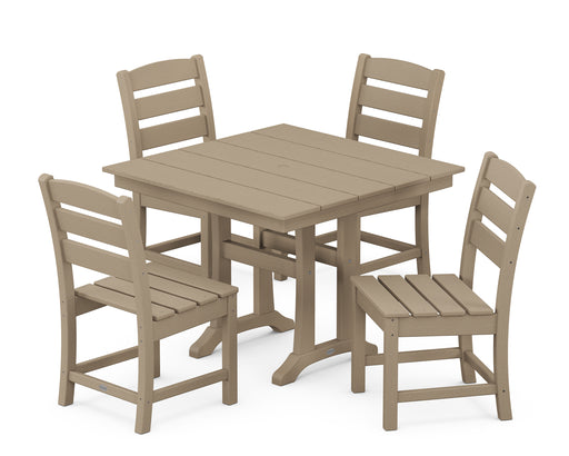 POLYWOOD Lakeside 5-Piece Farmhouse Trestle Side Chair Dining Set in Vintage Sahara image