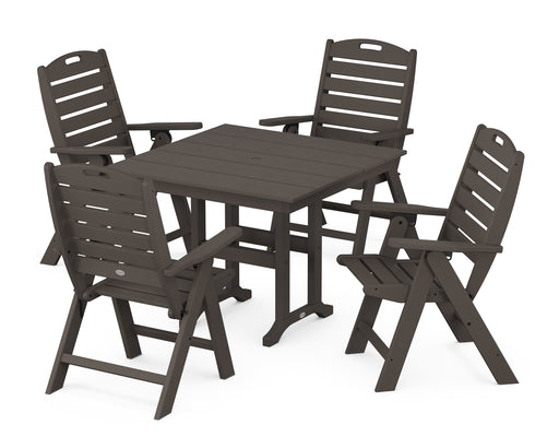 POLYWOOD Nautical Highback Chair 5-Piece Farmhouse Dining Set in Vintage Coffee image