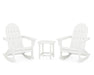 POLYWOOD Vineyard 3-Piece Adirondack Rocking Chair Set with South Beach 18" Side Table in Vintage White image