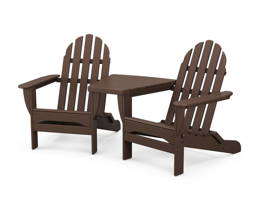 POLYWOOD Classic Folding Adirondacks with Angled Connecting Table in Mahogany