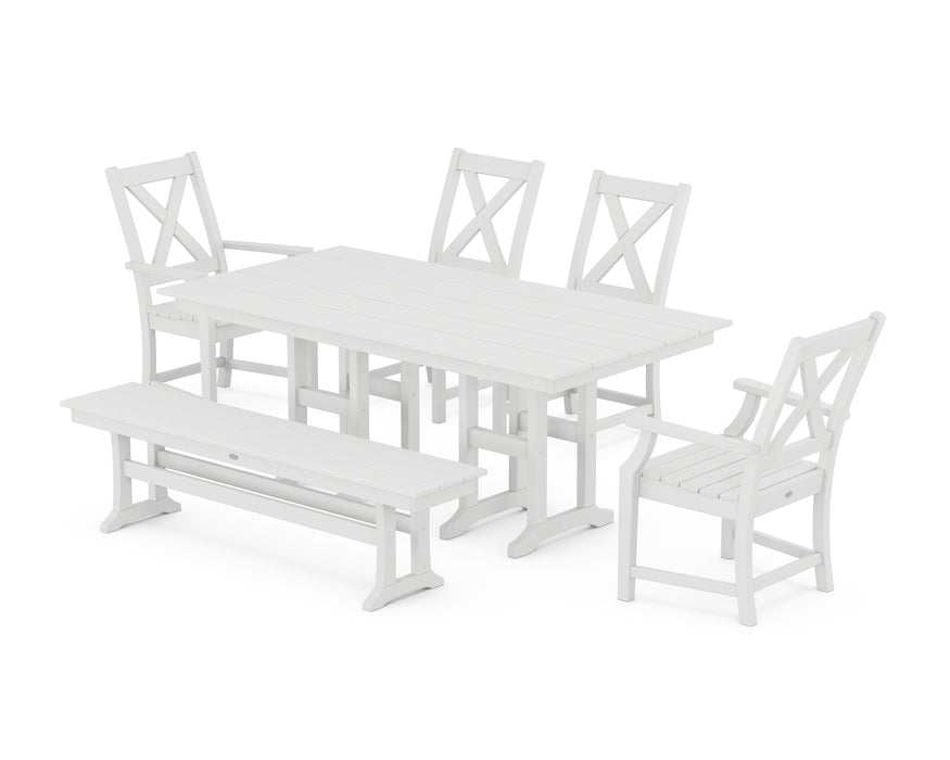 POLYWOOD Braxton 6-Piece Farmhouse Dining Set in White