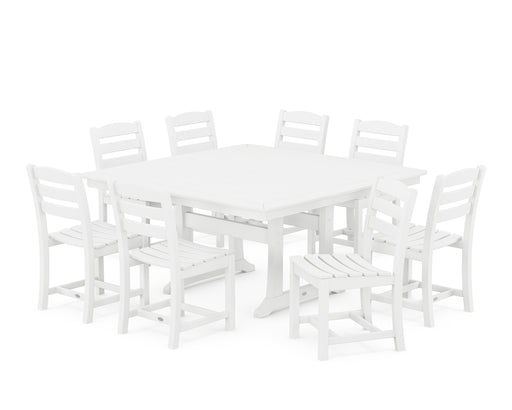 POLYWOOD La Casa Cafe 9-Piece Nautical Trestle Dining Set in White image