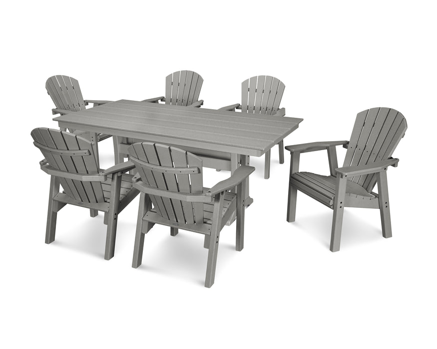 POLYWOOD 7 Piece Seashell Dining Set in Slate Grey