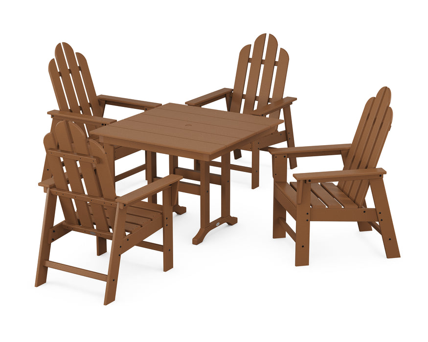 POLYWOOD Long Island 5-Piece Farmhouse Dining Set in Teak