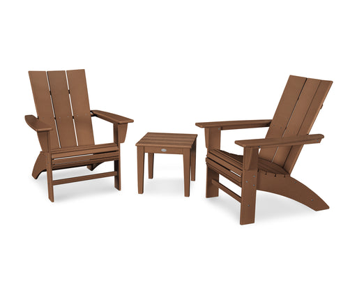 POLYWOOD Modern 3-Piece Curveback  Adirondack Set in Teak image