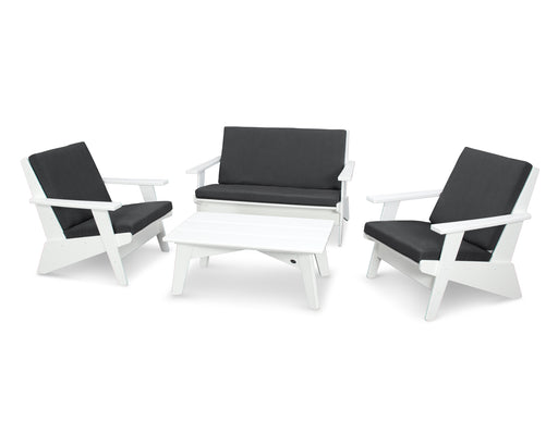 POLYWOOD Riviera Modern Lounge 4-Piece Set in White / Spectrum Carbon image