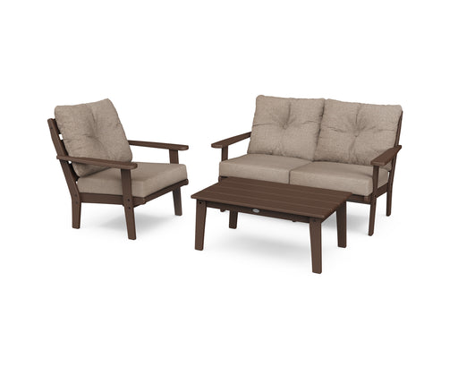 POLYWOOD Lakeside 3-Piece Deep Seating Set in Mahogany / Spiced Burlap image