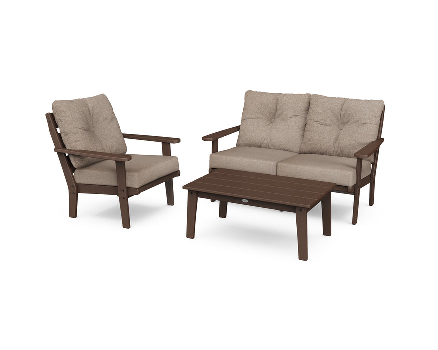 POLYWOOD Lakeside 3-Piece Deep Seating Set in Mahogany / Spiced Burlap