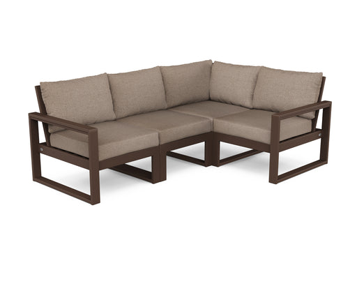 POLYWOOD EDGE 4-Piece Modular Deep Seating Set in Mahogany / Spiced Burlap image