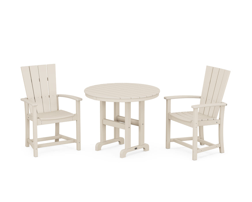 POLYWOOD Quattro 3-Piece Round Farmhouse Dining Set in Sand image