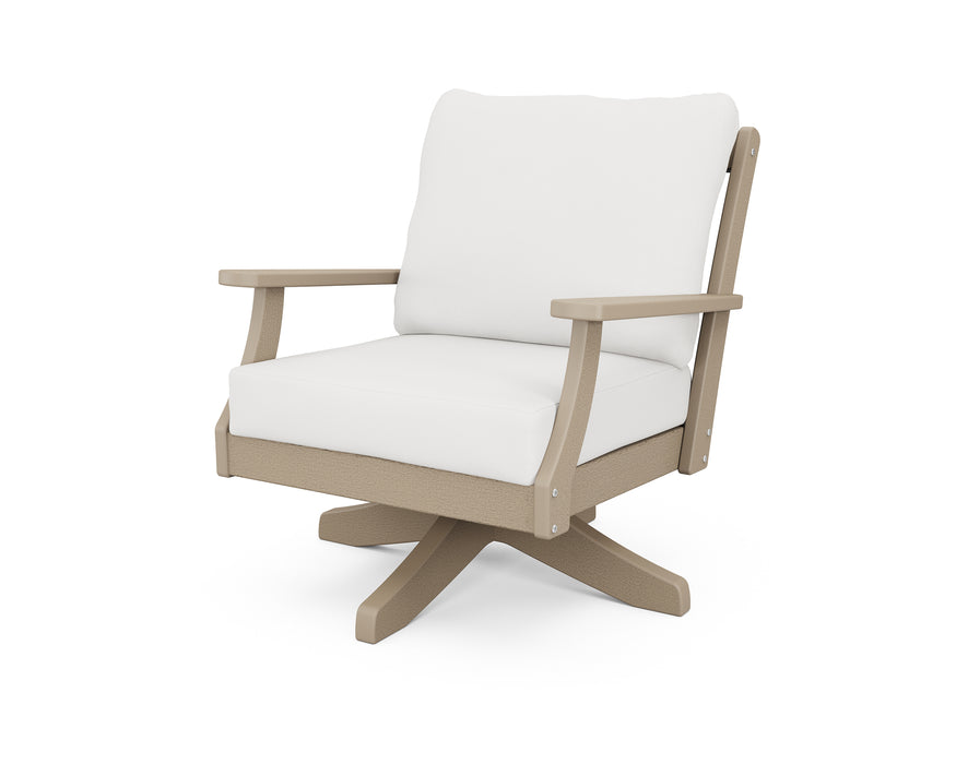 POLYWOOD Braxton Deep Seating Swivel Chair in Vintage Sahara / Natural Linen