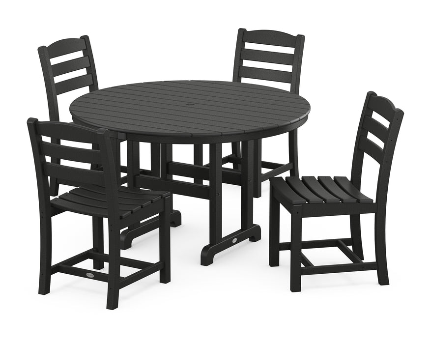 POLYWOOD La Casa Cafe Side Chair 5-Piece Round Farmhouse Dining Set in Black image