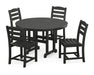 POLYWOOD La Casa Cafe Side Chair 5-Piece Round Farmhouse Dining Set in Black image