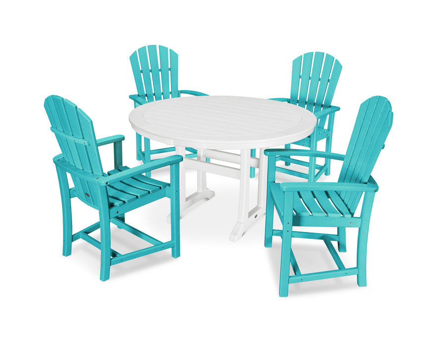 POLYWOOD 5 Piece Palm Coast Dining Set in Aruba / White