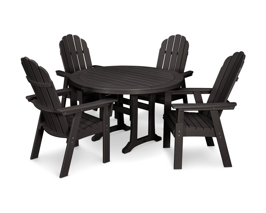 POLYWOOD Vineyard Curveback Adirondack 5-Piece Nautical Trestle Dining Set in Black