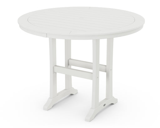 POLYWOOD Nautical Trestle 48" Round Counter Table in Vintage White image