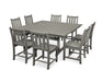 POLYWOOD Traditional Garden 9-Piece Farmhouse Trestle Dining Set in Slate Grey image