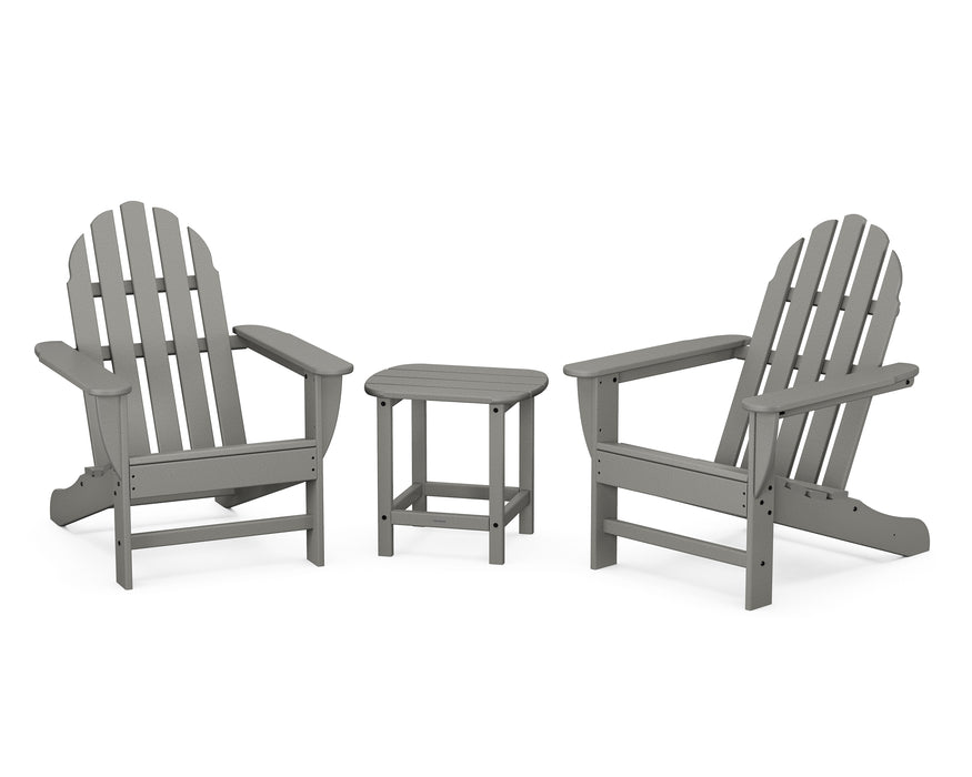 POLYWOOD Classic Adirondack 3-Piece Set with South Beach 18" Side Table in Slate Grey image