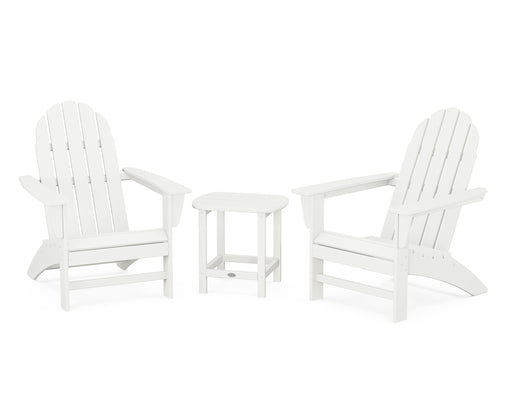 POLYWOOD Vineyard 3-Piece Adirondack Set with South Beach 18" Side Table in Vintage White image