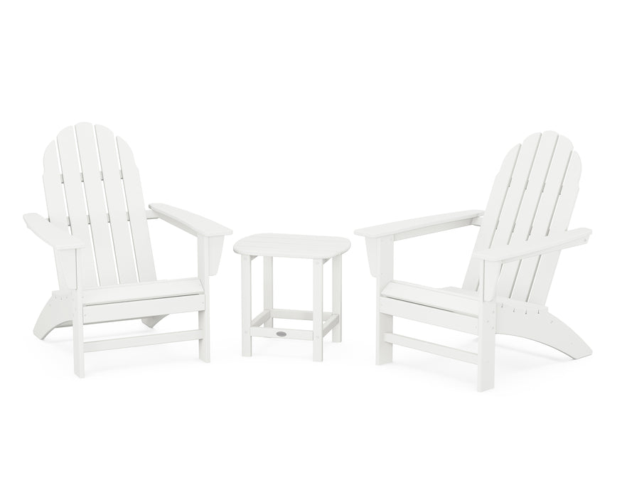 POLYWOOD Vineyard 3-Piece Adirondack Set with South Beach 18" Side Table in Vintage White image