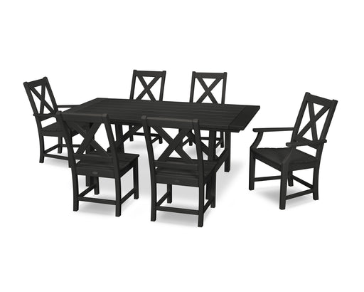 POLYWOOD Braxton 7-Piece Rustic Farmhouse Dining Set in Black image