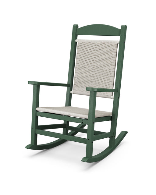 POLYWOOD Presidential Woven Rocking Chair in Green / White Loom image