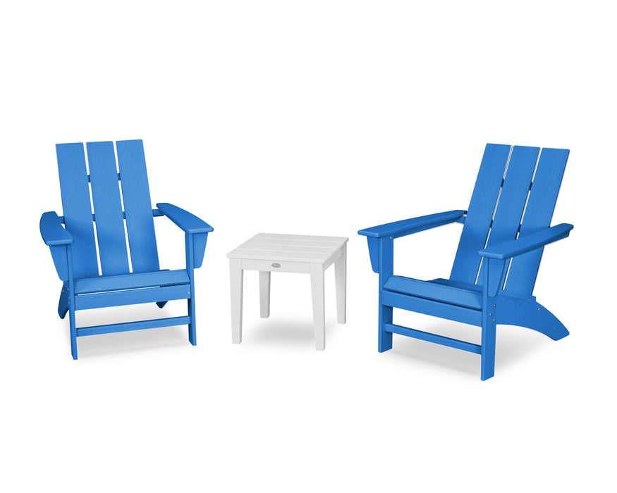 POLYWOOD Modern Adirondack 3-Piece Set in Pacific Blue / White image