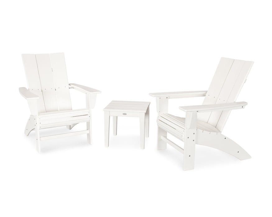 POLYWOOD Modern 3-Piece Curveback  Adirondack Set in Vintage White image