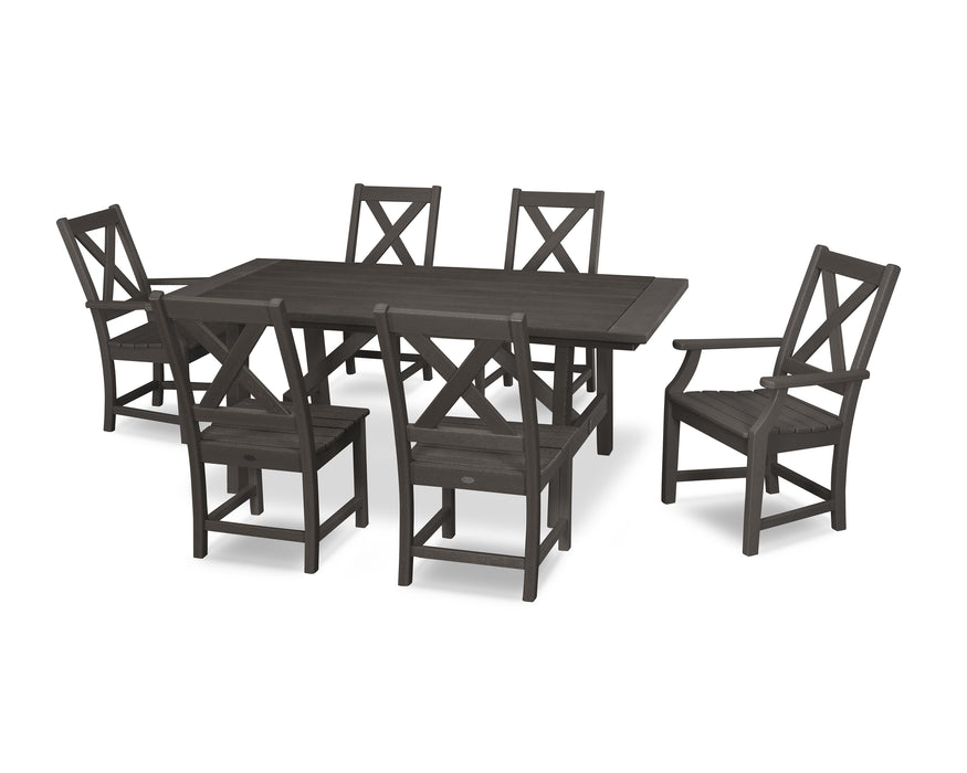 POLYWOOD Braxton 7-Piece Rustic Farmhouse Dining Set in Vintage Coffee image