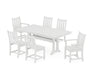 POLYWOOD Traditional Garden 7-Piece Farmhouse Dining Set With Trestle Legs in White image