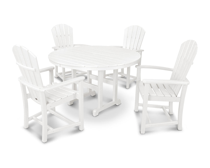 POLYWOOD Palm Coast 5-Piece Round Farmhouse Dining Set in White