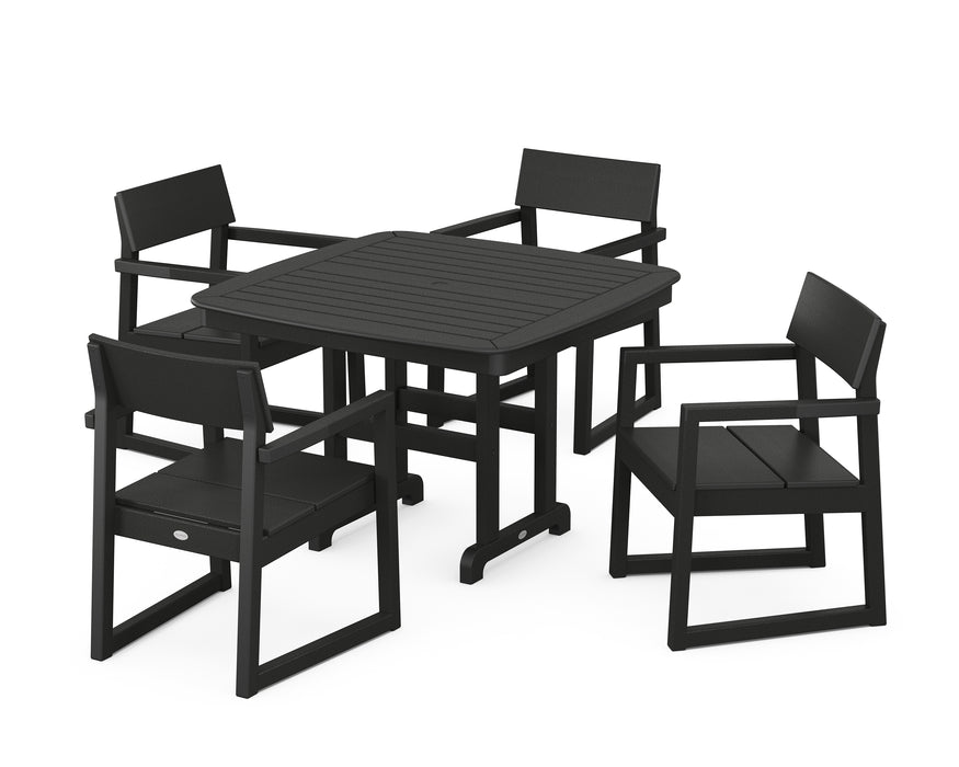 POLYWOOD EDGE 5-Piece Dining Set with Trestle Legs in Black