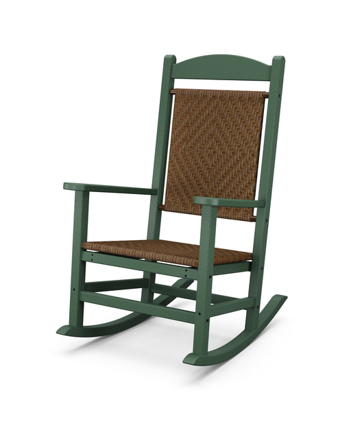 POLYWOOD Presidential Woven Rocking Chair in Green / Tigerwood image