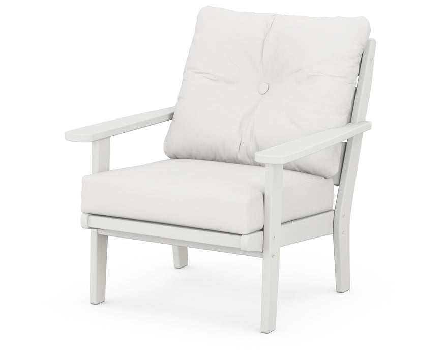 POLYWOOD Lakeside Deep Seating Chair in Vintage White / Natural Linen image