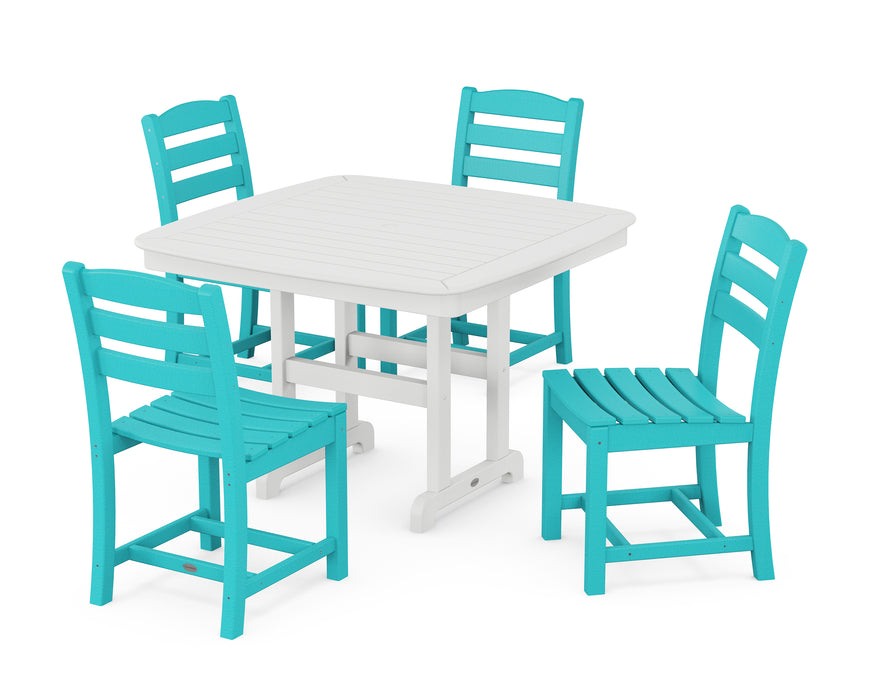 POLYWOOD La Casa Cafe Side Chair 5-Piece Dining Set with Trestle Legs in Aruba / White