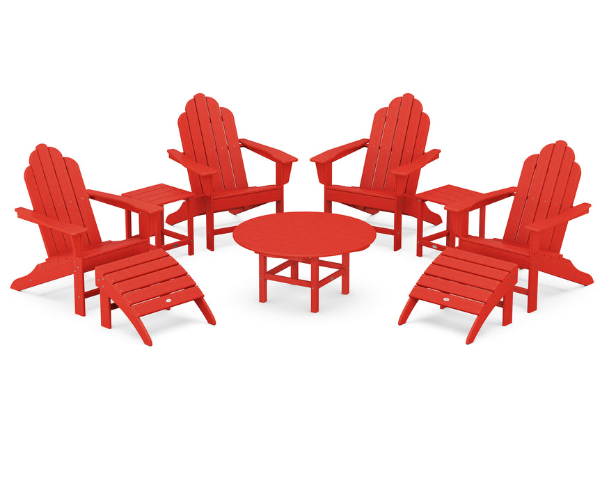 POLYWOOD Long Island Adirondack 9-Piece Conversation Group in Sunset Red